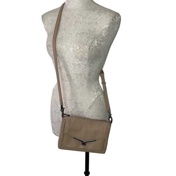Botkier Womens Valentina Crossbody Shoulder Bag Beige Leather Adjustable Straps - Picture 3 of 8